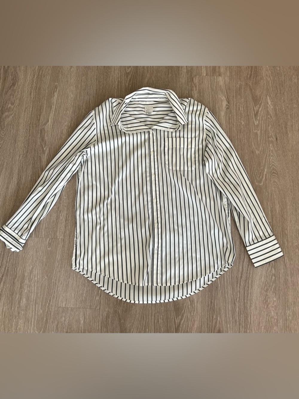 a new day White Button-Down Shirt with Black Vertical Stripes